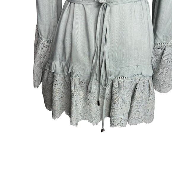 Allison NY NWT Sea Green Lace Floral Long Sleeve Dress Size‎ S Cowgirl Romantic - Picture 5 of 10